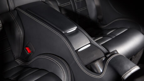 A high angle shot of a black car's modern interior - perfect for background